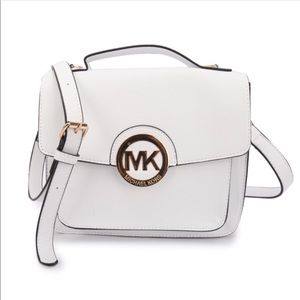 Michael Kors White Big Logo Medium Crossbody